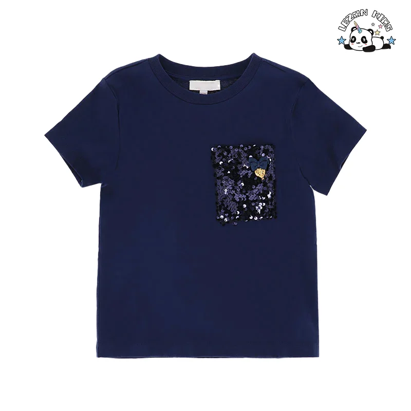 LEZONKIDS - Customizable Blue Sequin Party T-shirt and Skirt Set Girls Sets Child Clothing for Teen Girls